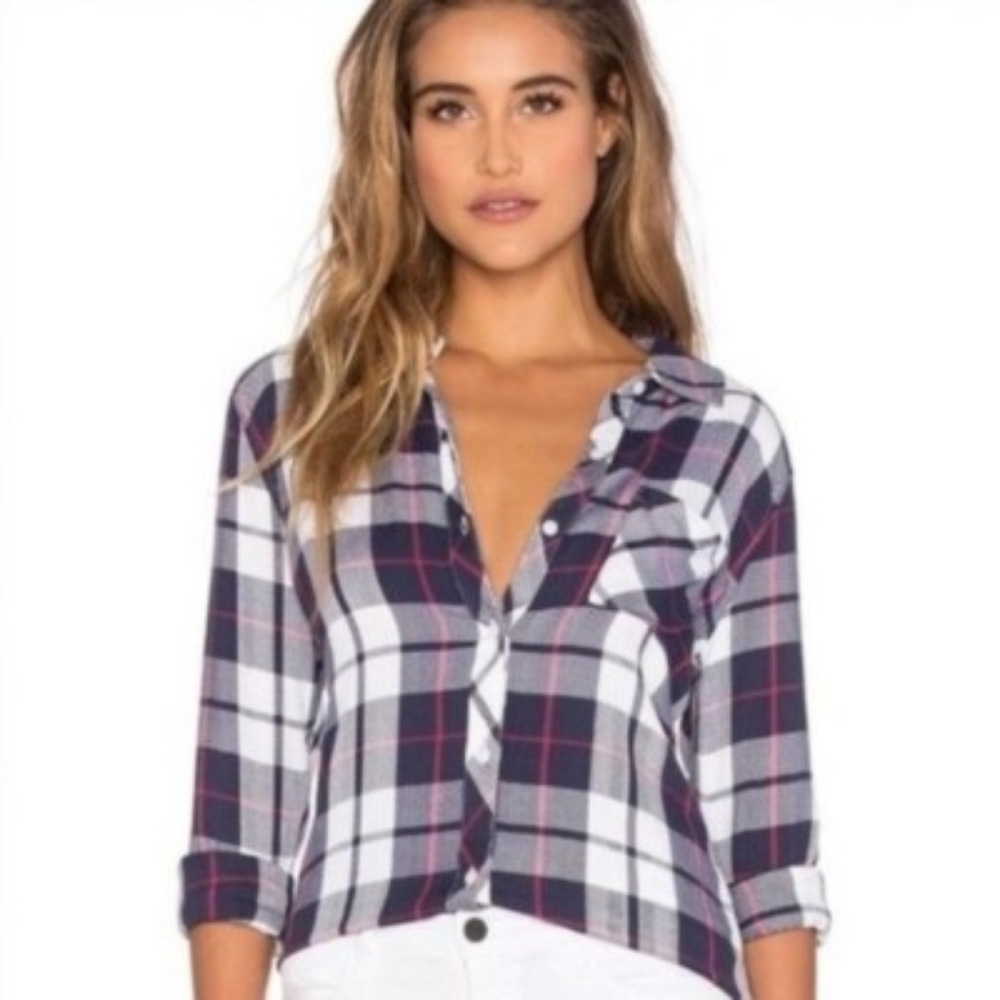 Rails Hunter Plaid Flannel Button Down Shirt Patriot Cranberry Navy Red Medium